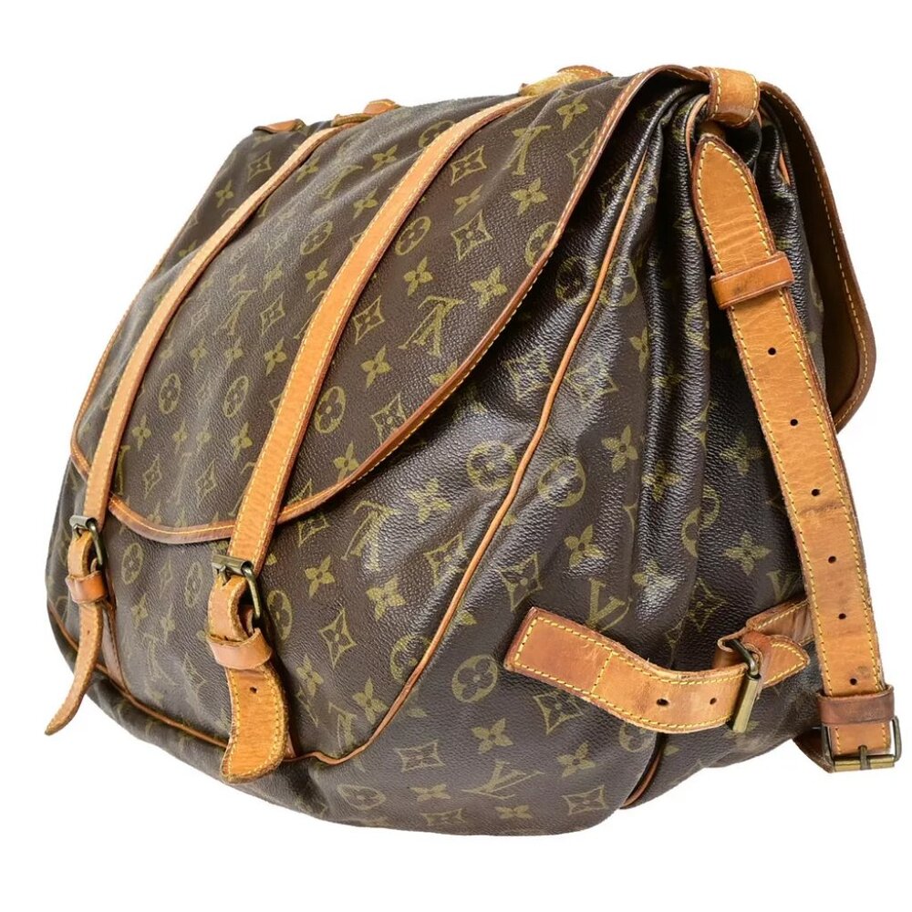 LOUIS VUITTON Logo Saumur 43 Shoulder Bag Monogram Leather Brown M42252 87YE479 - Picture 4 of 14